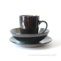 Set di cena in ceramica Set di stoviglie di glassa reattiva verde